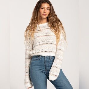 RSQ Stripe Open Knit Womens Pullover Sweater